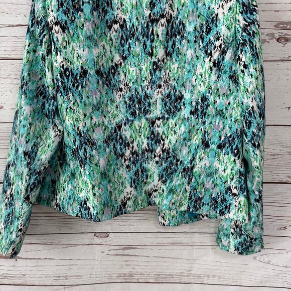 Kasper Women's Blue Green Print Open Front Blazer Jacket Size 6 - Picture 12 of 12